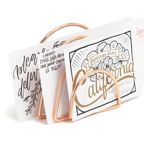 U Brands Desktop Fashion Filing Set, Desktop Organizer, Rose Gold Wire Metal, 10 Piece Office Gift Set (2104U00-01) thumbnail 6