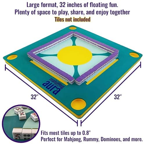 Mahjong Aura - Floating Mahjong Table for Pool - Swimming Pool and Hot Tub Float Board for Card Games, Scrabble, Dominoes, Poker - Adults Pools Game Tray for Water and Lake - Domino Floater Tables thumbnail 2