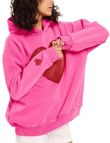 FAIABLE Hoodies for Women Heart Patch Couples Hoodies Sweatshirts Heavyweight Heart Hoodie 2026 Valentines Day hoodies Women thumbnail 6