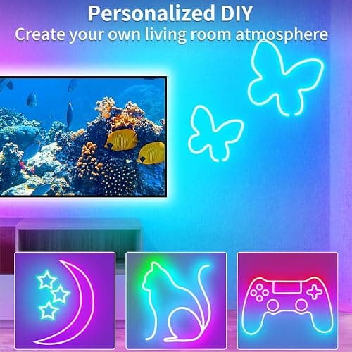 segrass 16.4FT DC24V RGB LED neon Rope Lights with Remote/APP Control Waterproof Flexible Neon LED Strip Lights LED neon Rope Lights for Bedroom Room Outdoors Decor thumbnail 3