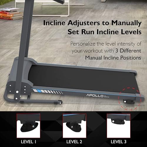 SereneLife Electric Folding Treadmill Exercise Machine - Smart Compact Digital Fitness Treadmill Workout Trainer w/Bluetooth App Sync, Manual Incline Adjustment, for Walking, Running, Gym thumbnail 3