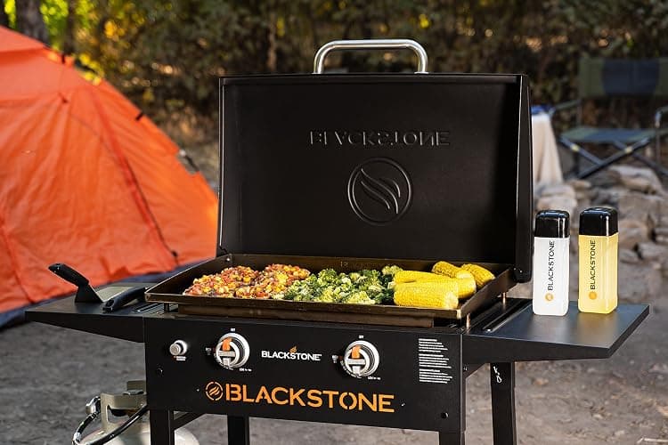 BLACKSTONE 1883 Original 28” Griddle with Integrated Protective Hood and Counter Height Side Shelves, Powder Coated Steel, Black thumbnail 4