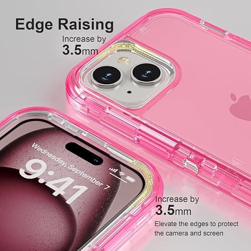 Follaroma for iPhone 15 Plus Case, Heavy Duty Shockproof Protection Phone Cases, Anti-Drop, Dual Layer Transparent Protective Cover Compatible with iPhone 15 Plus, 6.7 inch,Crystal Pink thumbnail 5