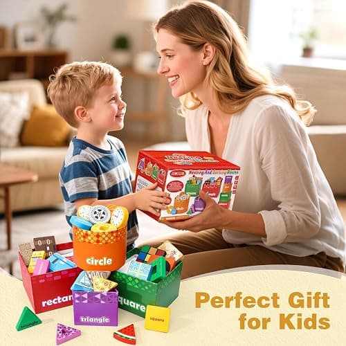 Atoylink Montessori Toys Shape Sorter for Toddlers, Wooden Stacking Blocks Nesting Boxes Baby Everyday Objects Shape Sorting Toys Matching Games, Preschool Learning Toys for 1 2 3 Year Old Boys Girls thumbnail 2