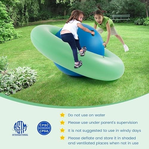 HONEY JOY 8-Foot Inflatable Dome Rocker Bouncer, Giant Roll and Play Seesaw Rocker w/6 Handles, Max Weight 250 Lbs, Blow Up Backyard Toy for Outdoor Game Activities, Gift for Boys Girls Ages 5+(Green) thumbnail 8