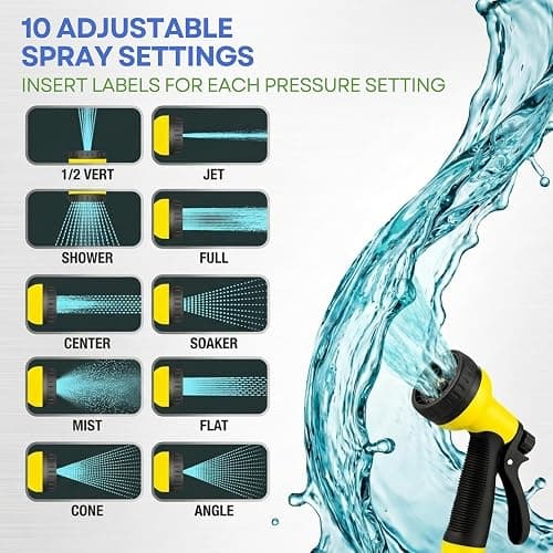 J&B XpandaHose 75ft Expandable Garden Hose, Lightweight, Brass Connectors | Ultra Strong 3750D fabric, 4-layer latex core, expands 3X, kink & leak-resistant, 10-pattern nozzle, storage bag thumbnail 3
