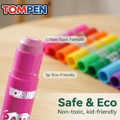 TOMPEN Tempera Paint Sticks for Kids & Artists,72 Pack 12 Vibrant Color | Non-Toxic,Quick Drying,Rainbow Colors,Washable Solid Paint Crayons,Ideal for Kids School Classroom Art Projects & DIY Crafts thumbnail 7