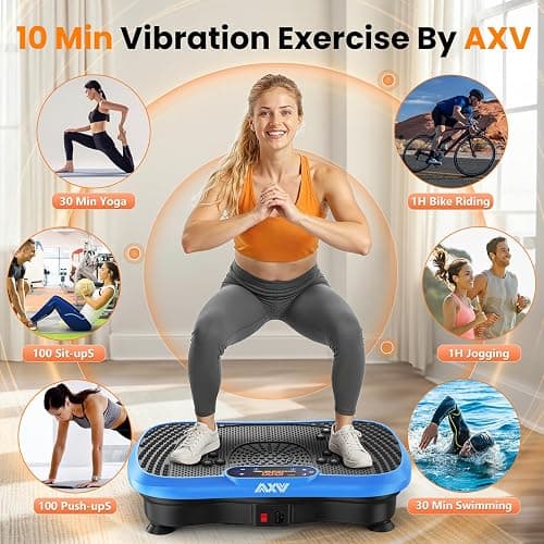 AXV Vibration Plate Fitness Platform Exercise Machine Vibrating Shaking Full Body Shaker Workout Vibrate Stand Shake Board Sport Gym for Weight Loss Fat Burner for Women Men thumbnail 2