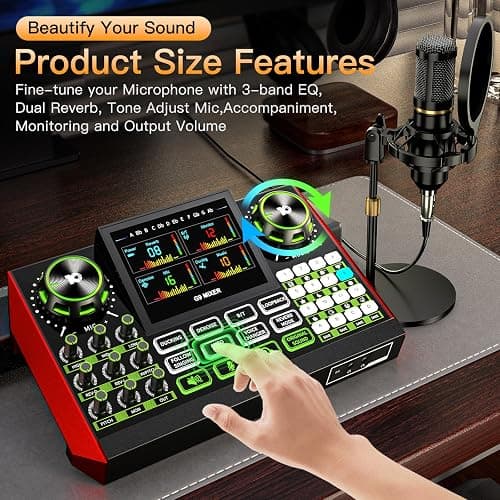 neculogy Podcast Equipment Bundle, Audio Interface with Cardioid Designer BM800 Mic for Gamer and All-in-One DJ Mixer, Perfect for Live Streaming, Singing, YouTube, Gaming thumbnail 5
