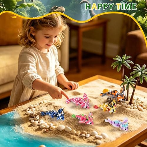 Articulated Baby Dragon Figures Set of 6 3D Printed Mini Dragon Toys | 6 pcs articulated baby dragons, 3D printed flexible mini dragon toys thumbnail 2