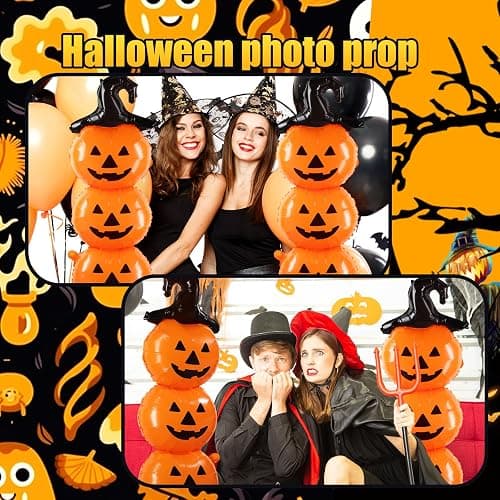 Liliful 2 PCS Scary Halloween Balloons Decorations Set - 31.5 Inch Foil Halloween Pumpkin Balloons for Holiday Birthday Party Supplies, Orange thumbnail 6