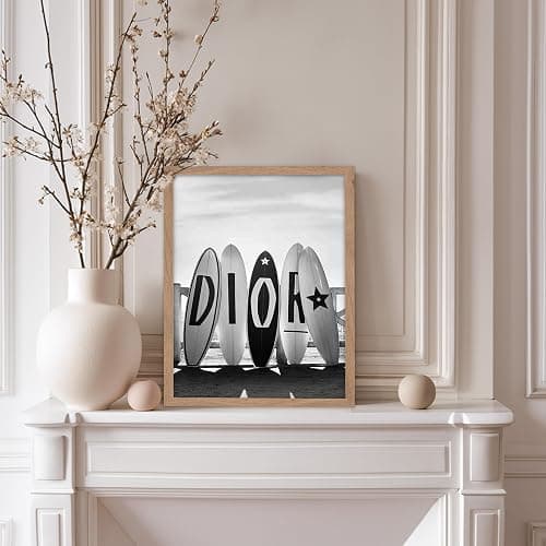 Poster Master Surfboards Poster - Fashion Surfboard Print - Beach Art - Luxury Brand Design - Fashion Illustration - Black and White Artwork - Bedroom or Beach House Decor - 8x10 Beige Framed thumbnail 5