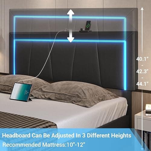 Queen Bed Frame with Headboard and 4 Storage thumbnail 6