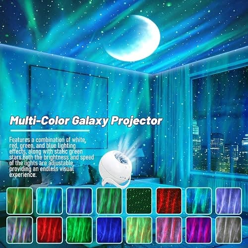 Star Projector Galaxy Projector for Bedroom, White Noise Bluetooth Speaker Northern Lights Projector, Suitable Gaming, Home Theater, Adult, Christmas Mood Night Light thumbnail 2