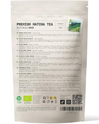 NaturaleBio Japanese Organic Matcha Green Tea Powder - Premium Grade-100g. Produced in Japan, Uji, Kyoto. Use for Drinking, Cooking, Baking, Smoothie Making and with Milk. Vegan & Vegetarian Friendly thumbnail 9