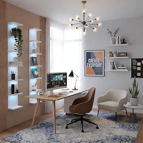 AskTag 7 Tier Wall Shelves with RGB Light, Lack Wall Shelf Unit, Vertical Shelf with Remonte Control,White Shelves thumbnail 5