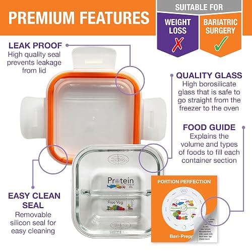 Portion Perfection Bariatric Must Haves / 3 Pk Bariatric Meal Prep Containers Reusable Glass Portion Control Container | Gastric Sleeve Must Haves | Bari Preppers thumbnail 3