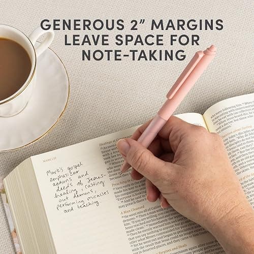 CSB Notetaking Bible, Large Print Hosanna Revival Edition, Blush Cloth Over Board, Black Letter, Single-Column, Journaling Space, Reading Plan, Easy-to-Read Bible Serif Type thumbnail 6