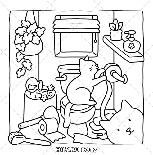 Cat Moments: Meow Life Coloring Book for Adults and Teens (Cat & Dog Coloring Book) thumbnail 9