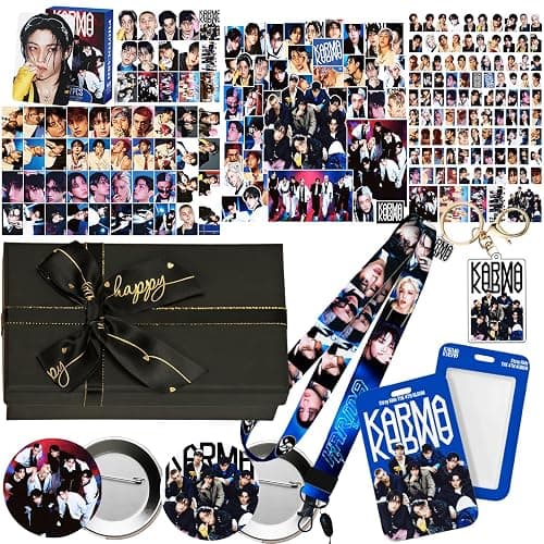 Stray Kids KARMA Album Gift Box Set, Including 55PCS KARMA Photocards, 100PCS Album Sticker Pack, 1 Lanyards, Card Holder, 1 Stray Kids Keychain and 2 Badge Gift for STAY Straykids Merch - Image 1