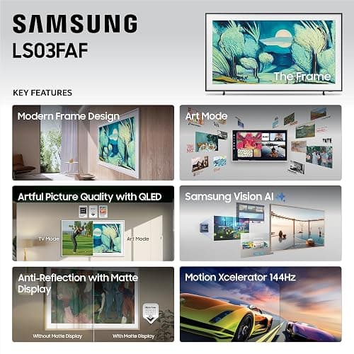 Samsung 65-Inch Class The Frame LS03F 4K QLED Smart TV (2025 Model) Slim Fit Wall Mount, Modern Frame Design, NQ4 AI Gen2 Processor, Art Mode, Artful Picture Quality, Samsung Vision AI, Alexa Built-in thumbnail 4