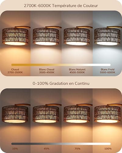 EDISHINE Lampadaire sur Pied Salon, Lampe à Arc avec Abat-jour Double, 2700K-6000K Dimmable en Continu par Télécommande et Pédale, E27 Ampoule LED Fournie, Lampadaire Boho pour Chambre, Doré thumbnail 2