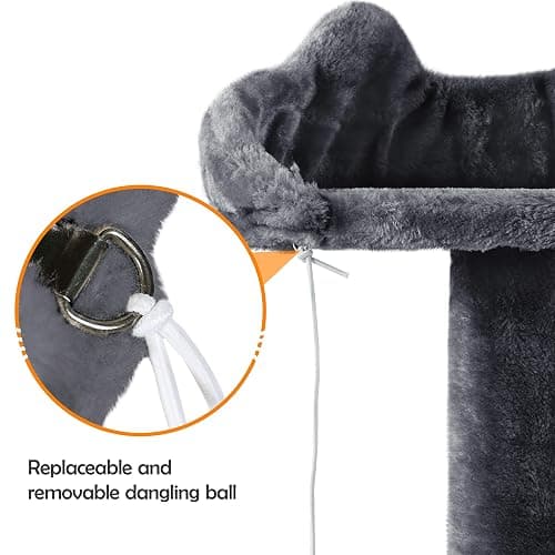 Yaheetech 62in Cat Tree Cat Tower for Indoor Kitty, Pet Furniture w/Double Condo, Scratching Posts, Multiple Platforms and Balls for Kittens, Dark Gray thumbnail 5