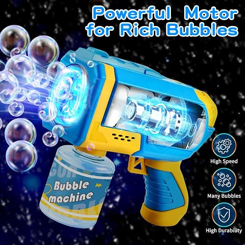 EagleStone 2 Pack Bubble Gun Machine for Kids, Automatic Light Up Bubble Blower with 4 Bottles 10 Bags Refill Solution, Bubble Guns Blaster for Toddlers, Outdoor Toys Gifts, Wedding Easter Party Favor thumbnail 4