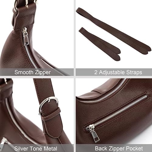 NIUEIMEE ZHOU Hobo Bags for Women Soft Vegan Leather Crescent Shoulder Handbag Slouchy Tote Crossbody Purses thumbnail 6