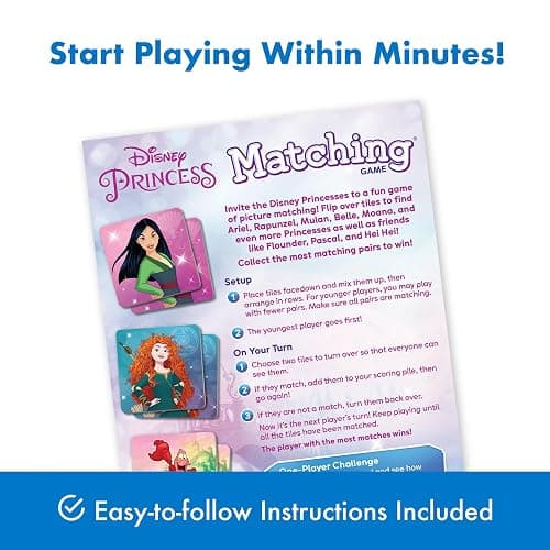 Wonder Forge Disney Princess Matching Game - Fun Memory Game for Kids Ages 3 and Up - Toddler Learning Toy Featuring Belle, Ariel, and Elsa and more Disney Princesses - Packaging May Vary thumbnail 5