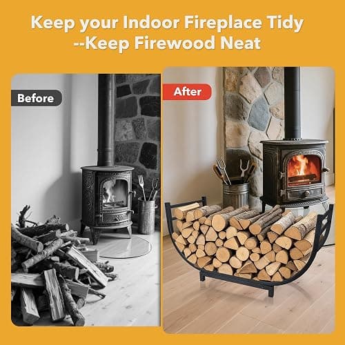 facka Curved Firewood Rack, 30 Inch Indoor Outdoor Log Firewood Holder, Metal Fireplace Wood Storage, Waterproof & Rustproof thumbnail 5