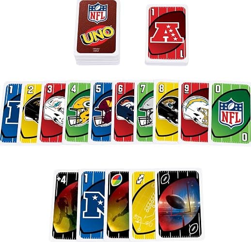 Mattel Games UNO NFL Card Game in Storage Tin Box for Kids, Adults, Parties & Travel with NFL Team Logos & Special Rule (Amazon Exclusive) thumbnail 5