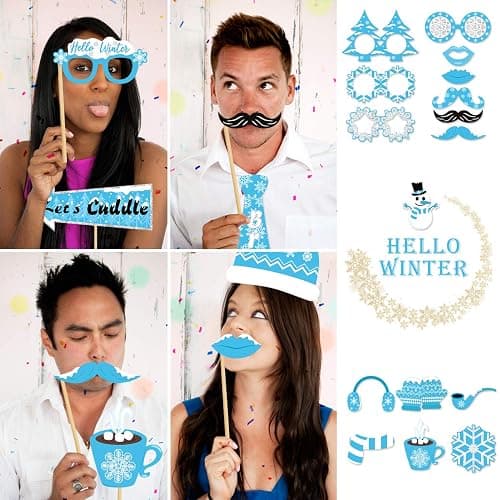 Snowflake Photo Booth Props 38 Pcs Frozen Party Decorations Winter Wonderland Party Favor for Holiday Party Christmas Party Supplies thumbnail 6