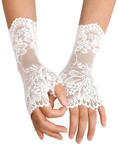 Avidlove Women Short Lace Gloves Fingerless Bridal Wrist Glove Opera Evening Wedding Tea Party Prom Cosplay Gothic Clothes thumbnail 3