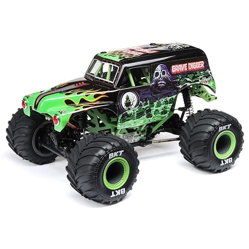 Losi 1/18 Mini LMT Grave Digger 2S 4X4 RTR Brushed Monster Truck Battery & Charger Included Green LOS01026T1 - Image 1