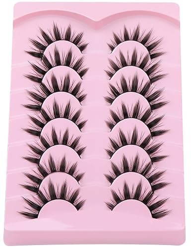 False Eyelashes Manga Anime Lashes Japanese Cosplay Spiky Lashes Mink Dramatic Thick Fake Eyelashes Extensions Doll Strip Lashes 7 Pairs Pack by EYDEVRO thumbnail 3