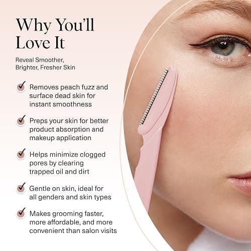 Kitsch Dermaplane Razor for Women Face – Face Razors for Women & Men, Eyebrow Trimmer & Face Shaver – Exfoliating Facial Razor & Skin Care Tool for Smoother Skin - Blush, 12 pcs thumbnail 3