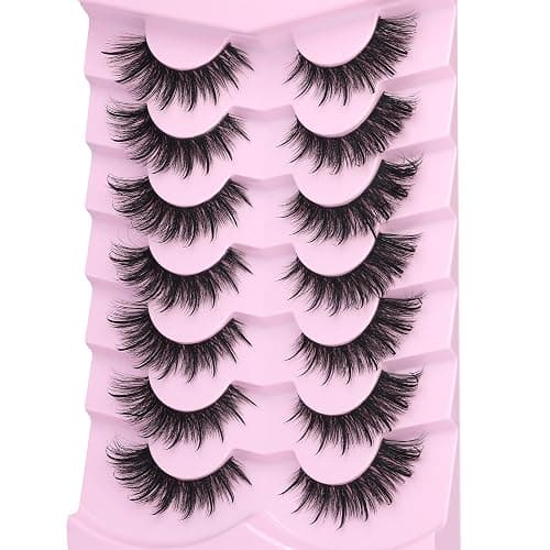 EYDEVRO False Eyelashes Wet Cat Eye Lashes Spiky Faux Mink Lashes Wispy Fairy Manga Lashes Natural Strip Lashes with Spikes 7 Pairs Pack thumbnail 5