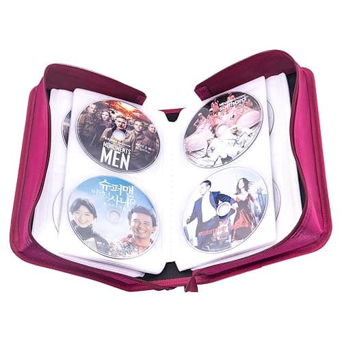 Bivisen CD/DVD Case Holder, 128 Capacity CD VCD Media Wallet, Storage, Holder, Booklet, Organizer (Rose) - Rose thumbnail 2