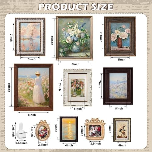 Qunclay 10 Pack Vintage Picture Frames Wall Ornate Antique, Classic Style | 8x10 5x7 4x6 Sizes, French Country Set for Gallery Wall, Bedroom Living Room Tabletop, Ornate Antique Design, No Photos thumbnail 3