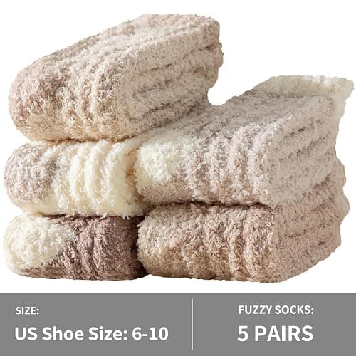 Clothclose Fuzzy Socks For Women, Womens Fuzzy Slipper Sock Super Soft Microfiber Fluffy Cozy Winter Warm Fluffy Crew Socks thumbnail 2