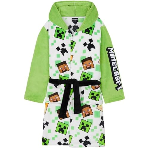 Get Trend Minecraft Robe for Boys Teens, Hooded Dressing Gown, Creeper Loungewear Cozy Robes, Gamer Gifts for Boys thumbnail 4