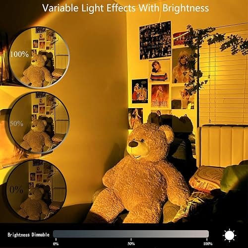 easeking LED Sunset Lamp Projector,Multicolor Changing with USB Port,Sunset Light 180°Rotation for Room Decor,Sunset Lamp for Bedroom,Photography Party,Tiktok Live,Gift for Halloween, Christmas - Multicolor&Tripod thumbnail 5