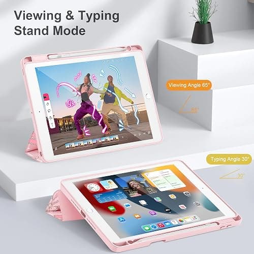 Tuiklol for iPad 10.2 case 2021 Gen 9th Release Built in Pencil Holder - Trifold Stand-Auto Wake/Sleep TPU Protection Stand Clear Back Cover for 2020 2019 [8th/7th] iPad 10.2 Case, Bow & Rose thumbnail 7