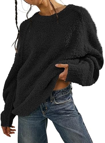Beaully Women's Oversized Long Sleeve Crewneck Fuzzy Knit Warm Sweaters 2025 Fall Pullover Sweater Tops - Image 1