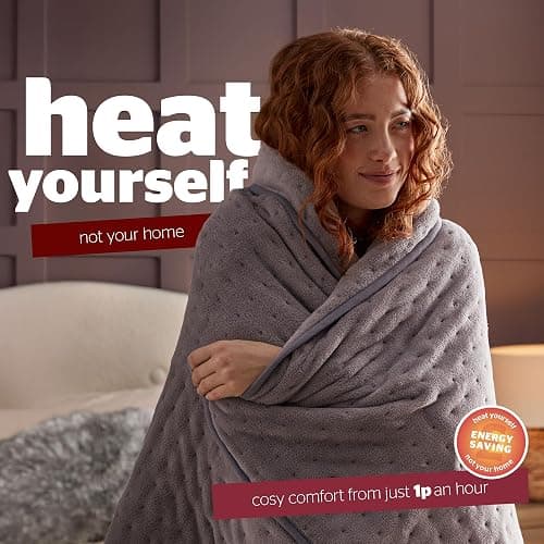 Silentnight Comfort Control Heated Throw Blanket - Luxury Fleece Electric Heated Overblanket for Sofa Bed with 9 Heat Settings, Fast Heat-up and Safety Shut Off - Machine Washable - 120x160cm - Grey thumbnail 6