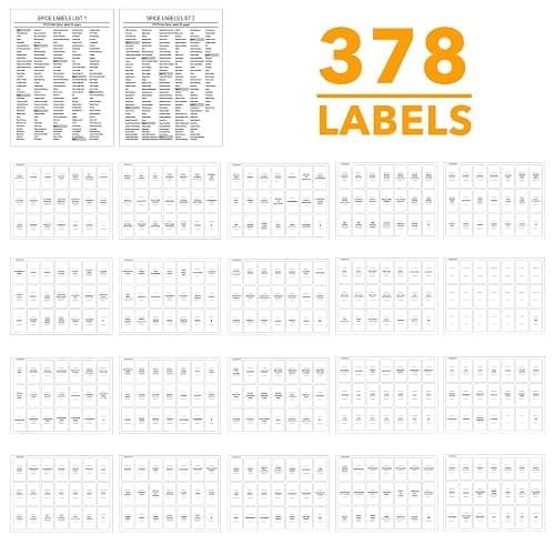 SpaceAid Spice Drawer Organizer with 24 Spice Jars, 378 White Minimalist Spice Labels, 4 Tier Seasoning Rack Tray Insert for Kitchen Drawers, 11.25" Wide x 17.5" Deep thumbnail 7