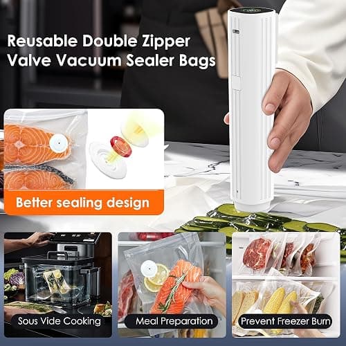 Natupo Vacuum Sealer,Food Saver Vacuum Sealer Machine,Ultimate Suction Power,Compact Design,Cordless Handheld Vacuum Sealer (Contains 30 Reusable Seal Bags) thumbnail 6