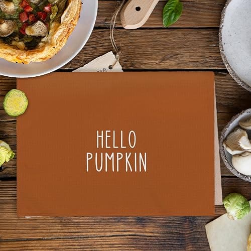 XNXLDYLH Fall Hello Pumpkin Kitchen Towels and Dishcloths Sets of 2, Fall Burnt Orange Beige White Pumpkin Decor Dish Hand Tea Towels Gifts for Bathroom Kitchen, Autumn Aesthetic Fall Decor, 16x24 in thumbnail 4
