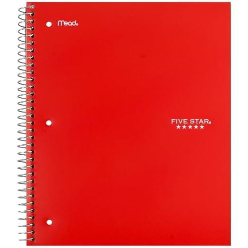 Five Star Spiral Notebook + Study App, 3 Subject, Wide Ruled Paper, 10-1/2" x 8", 150 Sheets, Red (72029) thumbnail 9